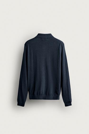 POLO EN MAILLE COTON ET CACHEMIRE - Bleu de Zara - Image 7