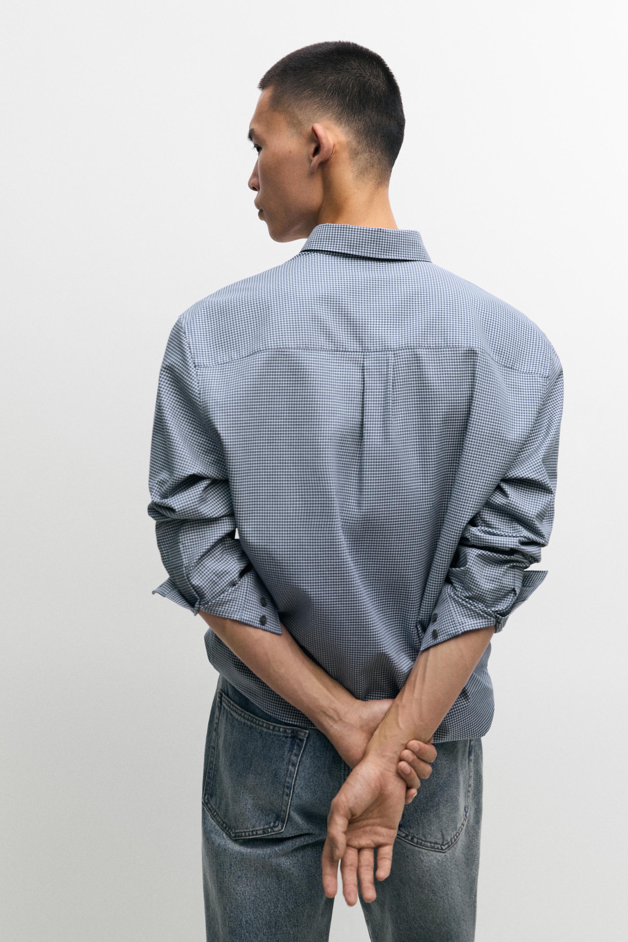 Regular fit micro-check shirt