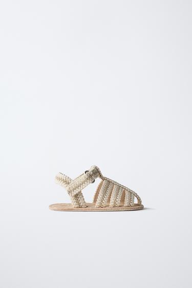 Zara SOFT COTTON FISHERMAN SANDALS - Off White
