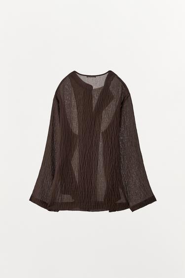 CHEMISE STRUCTURÉE AVEC VISCOSE - Marron de Zara - Image 5