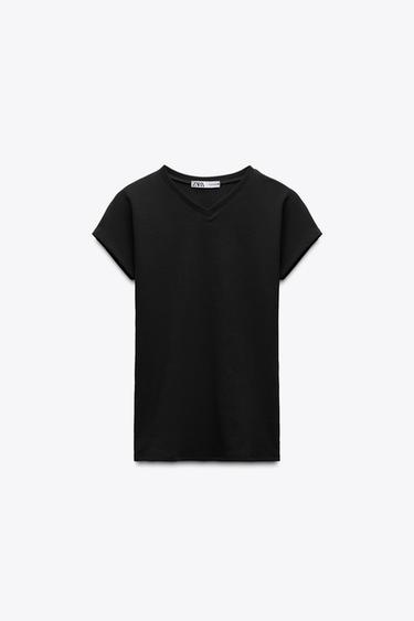 Zara V-NECK TOP - Black