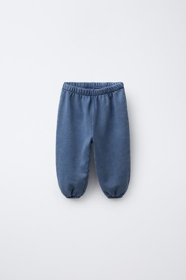 WASHED-EFFECT JOGGING TROUSERS - Blue by Zara