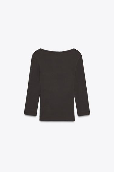 T-SHIRT COTON MODAL - Marron de Zara - Image 5