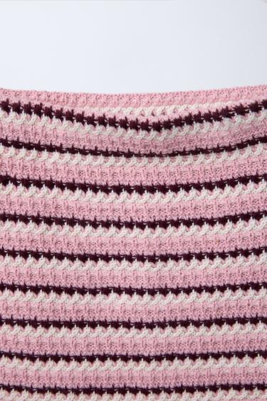 STRIPED KNIT SKIRT - Pale pink by Zara