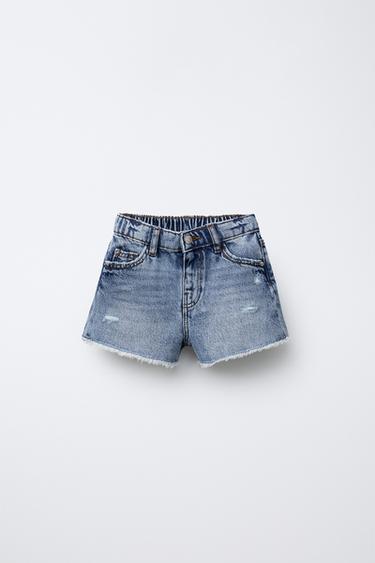 SHORTS I DENIM MED SLID - mellemblå fra Zara