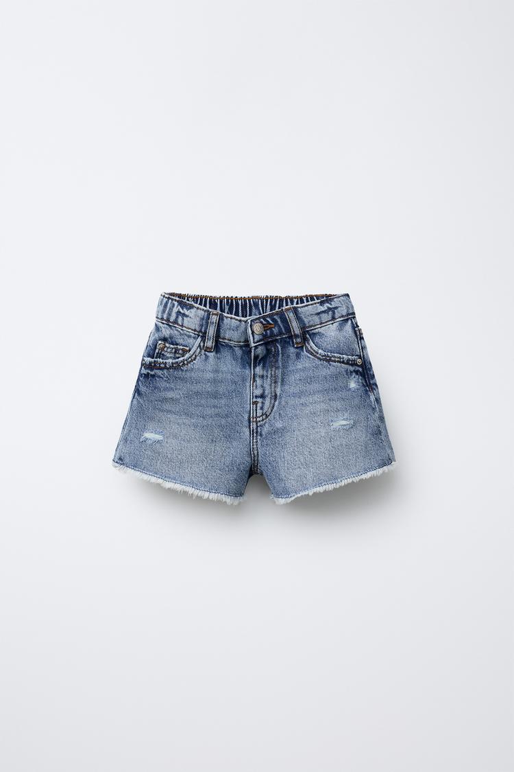 High Waisted Pantaloncini Zara RIPPED HIGH WAIST DENIM SHORTS Mid