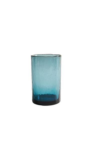 TEXTURED GLASS SOFT DRINK TUMBLER - Blue by Zara