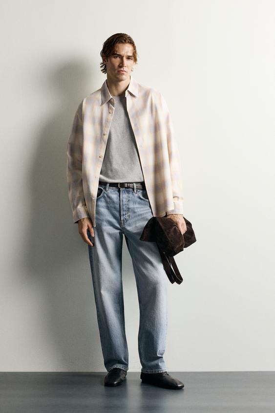 RELAXED FIT CHECK SHIRT - Ecru/Yellow by Zara - Image 0