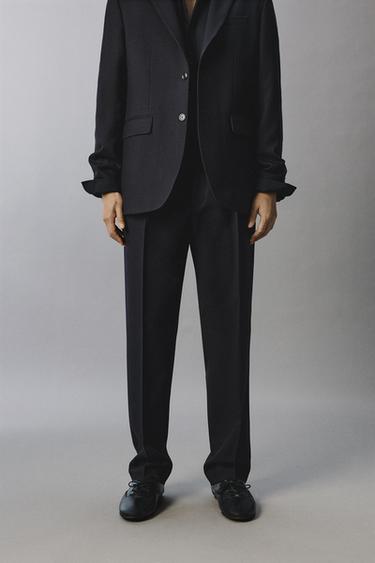 100% WOOL SUIT TROUSERS - Dark navy by Zara