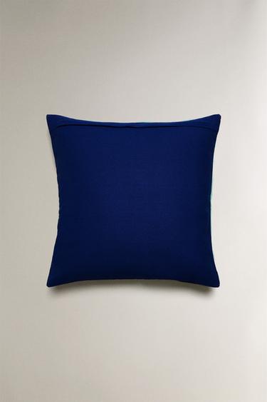 HOUSSE DE COUSSIN COTON CARRÉS X COLLAGERIE - Bleus de Zara - Image 3