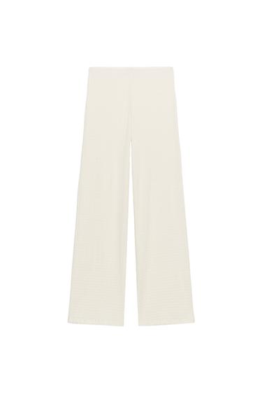TEXTURED STRAIGHT-LEG TROUSERS - Ecru by Zara