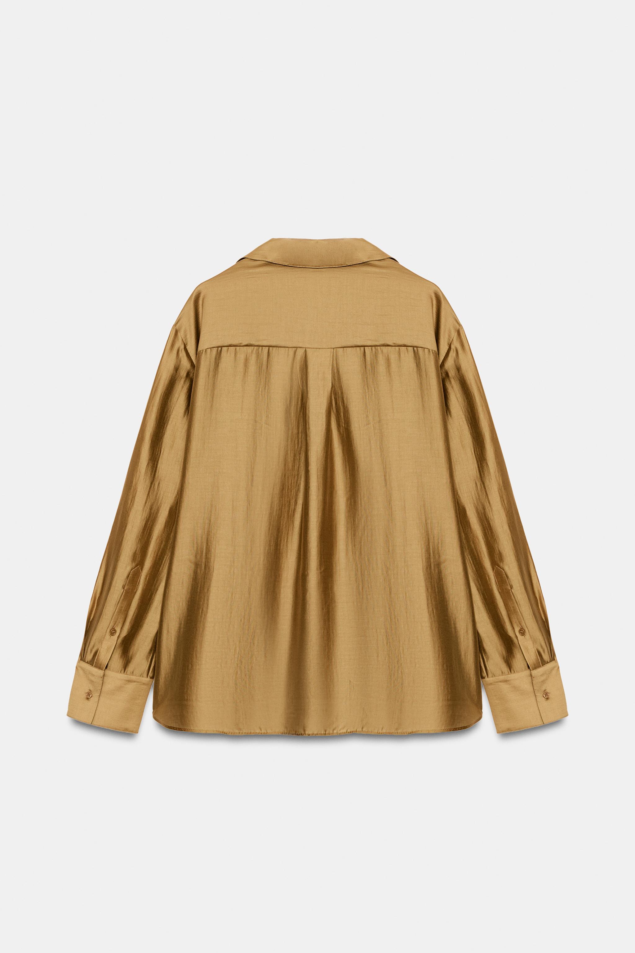 SATIN EFFECT SHIRT ZW COLLECTION - Mustard | ZARA United States