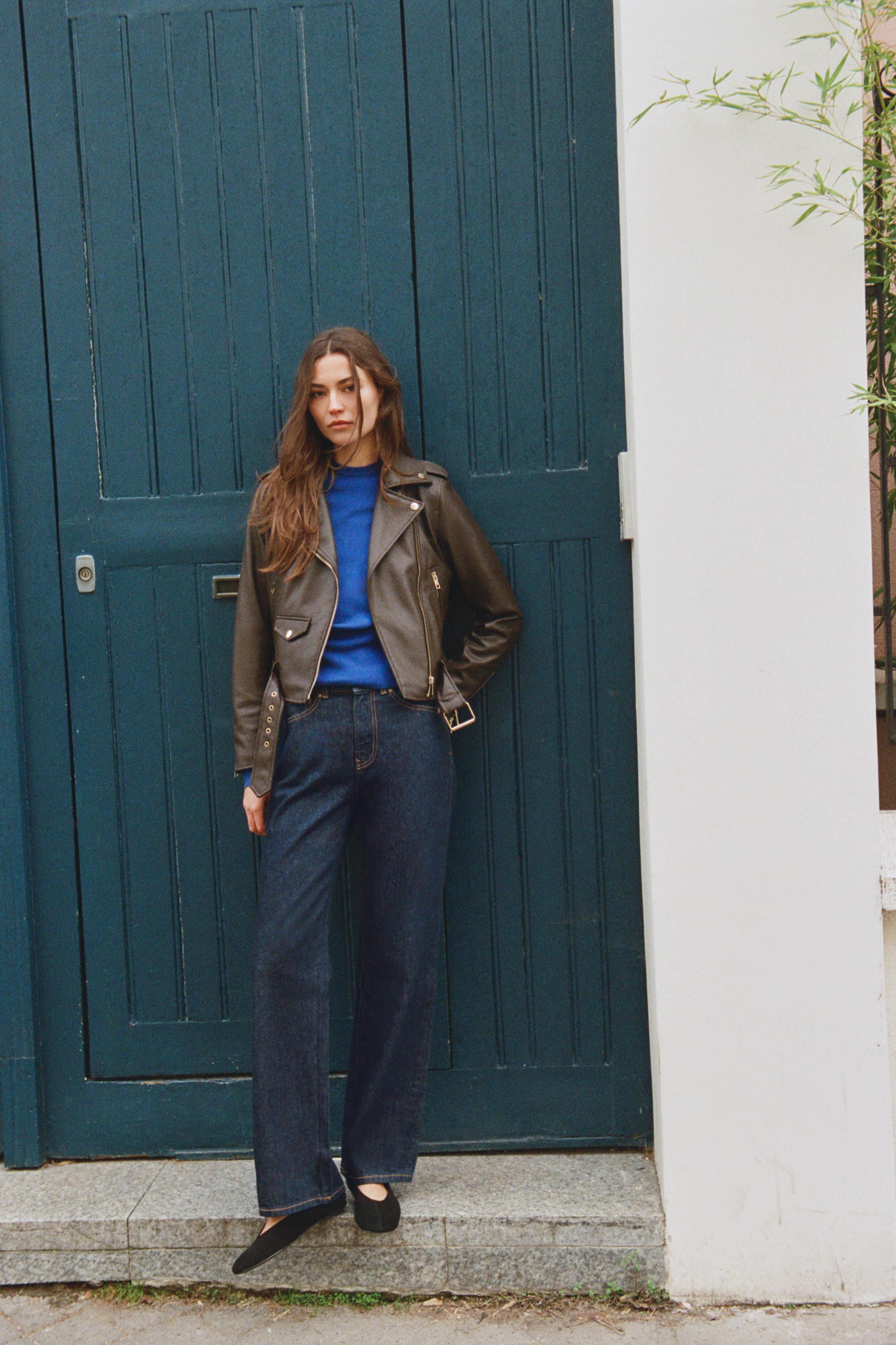 FAUX LEATHER BIKER JACKET - Brown | ZARA Canada