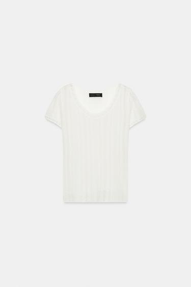 POINTELLE KNIT TOP - White by Zara - Image 0