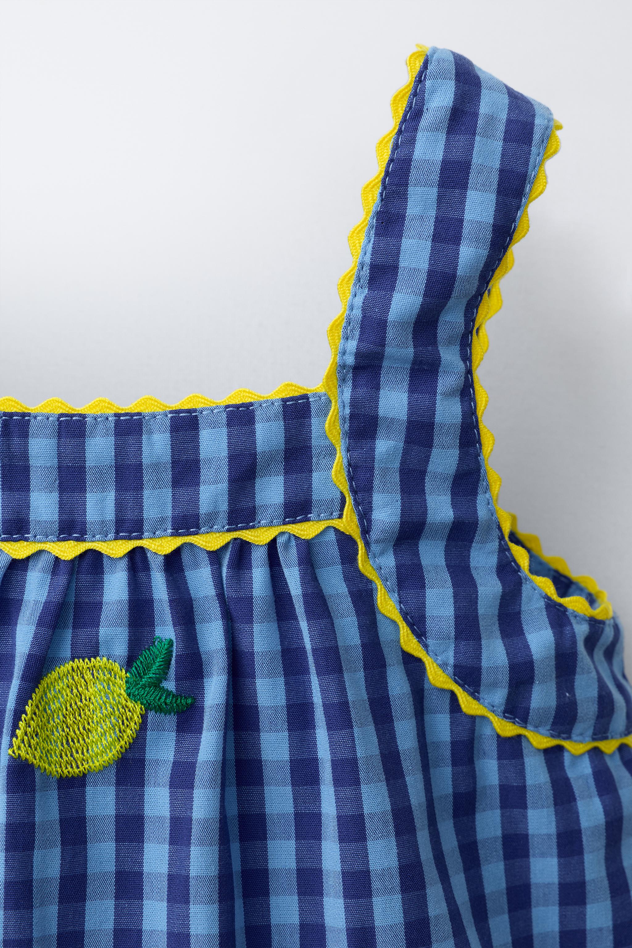 ギンガムチェックレモン刺繍トップ CASA LAWA X ZARA KIDS - 濃青