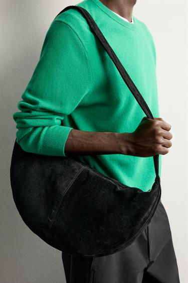 Zara LEATHER SHOULDER BAG - Black - Image 0