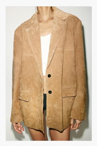 BLAZER 100% COURO CAMURÇA - Bege da Zara