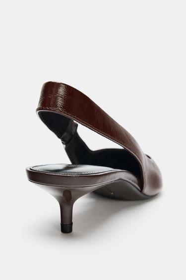 CHAUSSURES À TALONS OUVERTES À L'ARRIÈRE EN CUIR - Bordeaux de Zara - Image 5