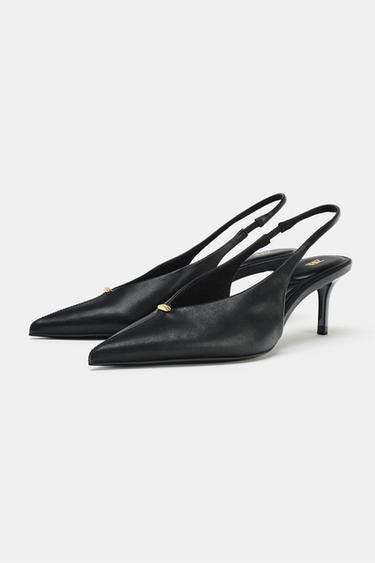 HEELED SLINGBACK SHOES - Black by Zara - Image 4