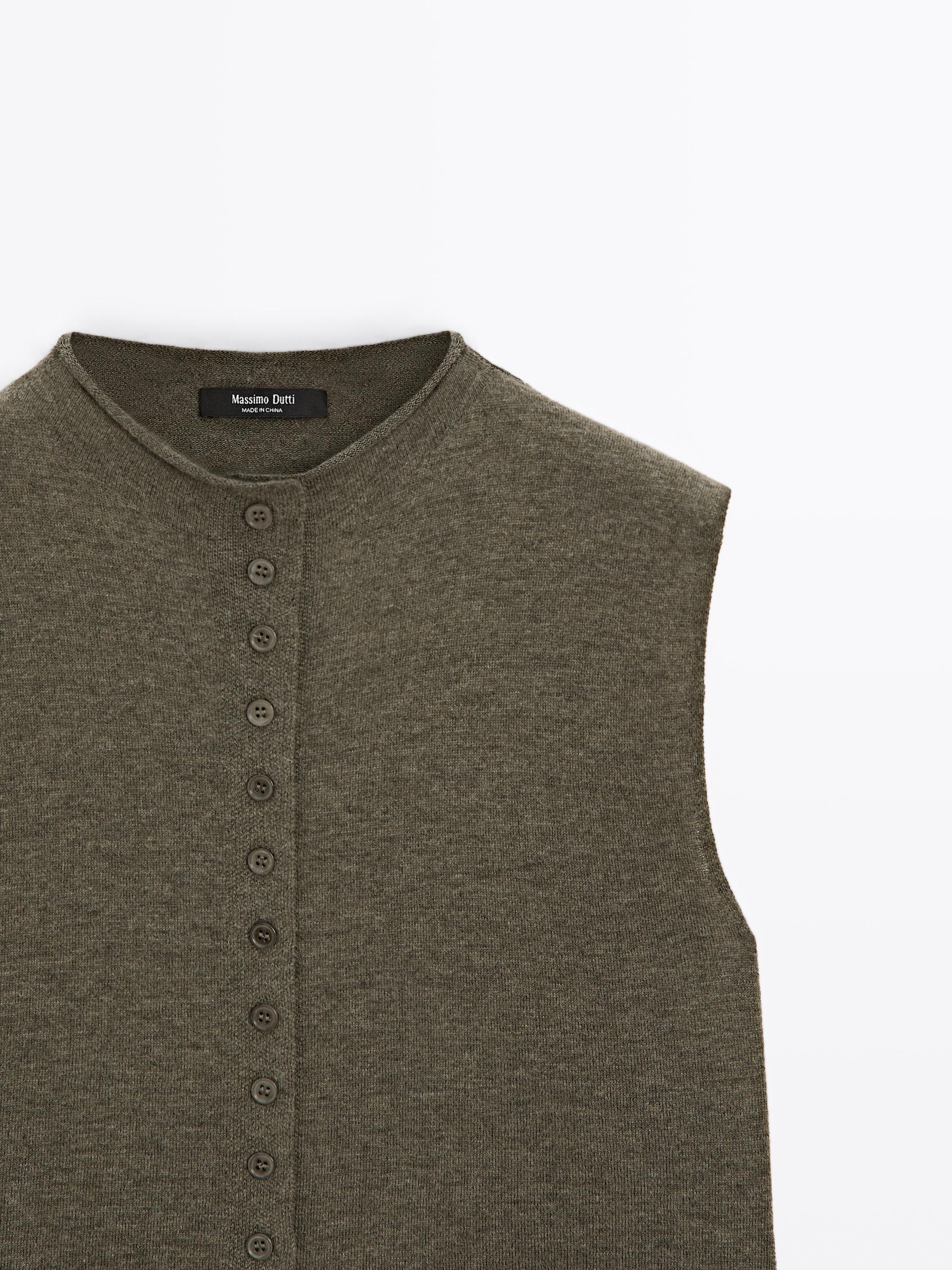 Veste courte sans manches laine en maille