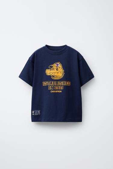Zara CHAMPION ® X ZARA CROCODILE PRINT T-SHIRT - Blue - Image 0