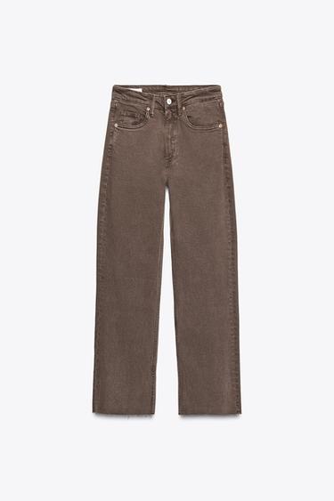 TRF LOW-RISE CROPPED FLARE JEANS - Brown by Zara