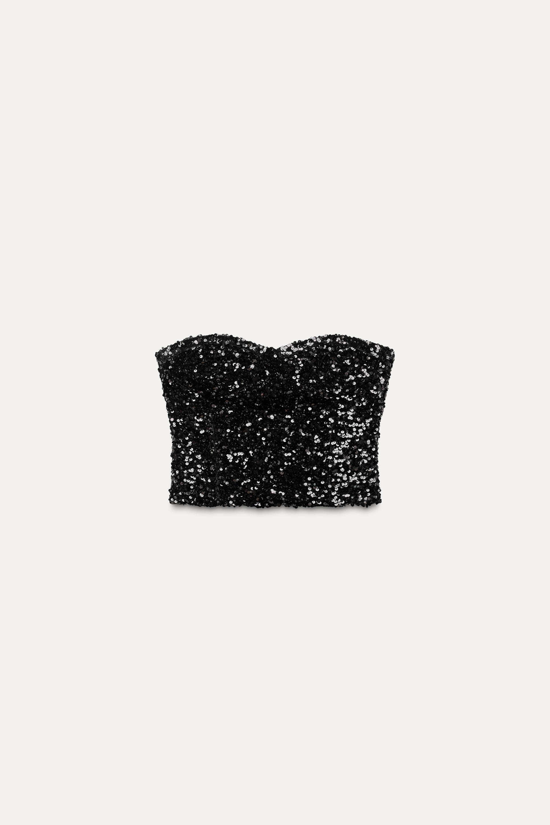 SEQUIN BUSTIER TOP