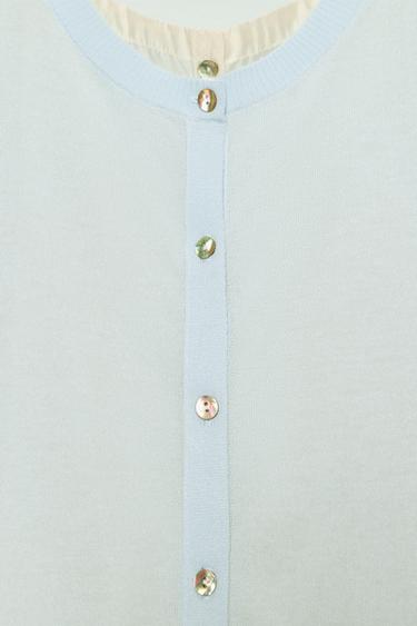 VESTE EN MAILLE COMBINÉE - Bleu / Blanc de Zara - Image 6