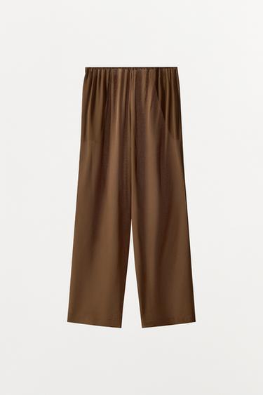 100% SILK TROUSERS - Brown by Zara - Image 6