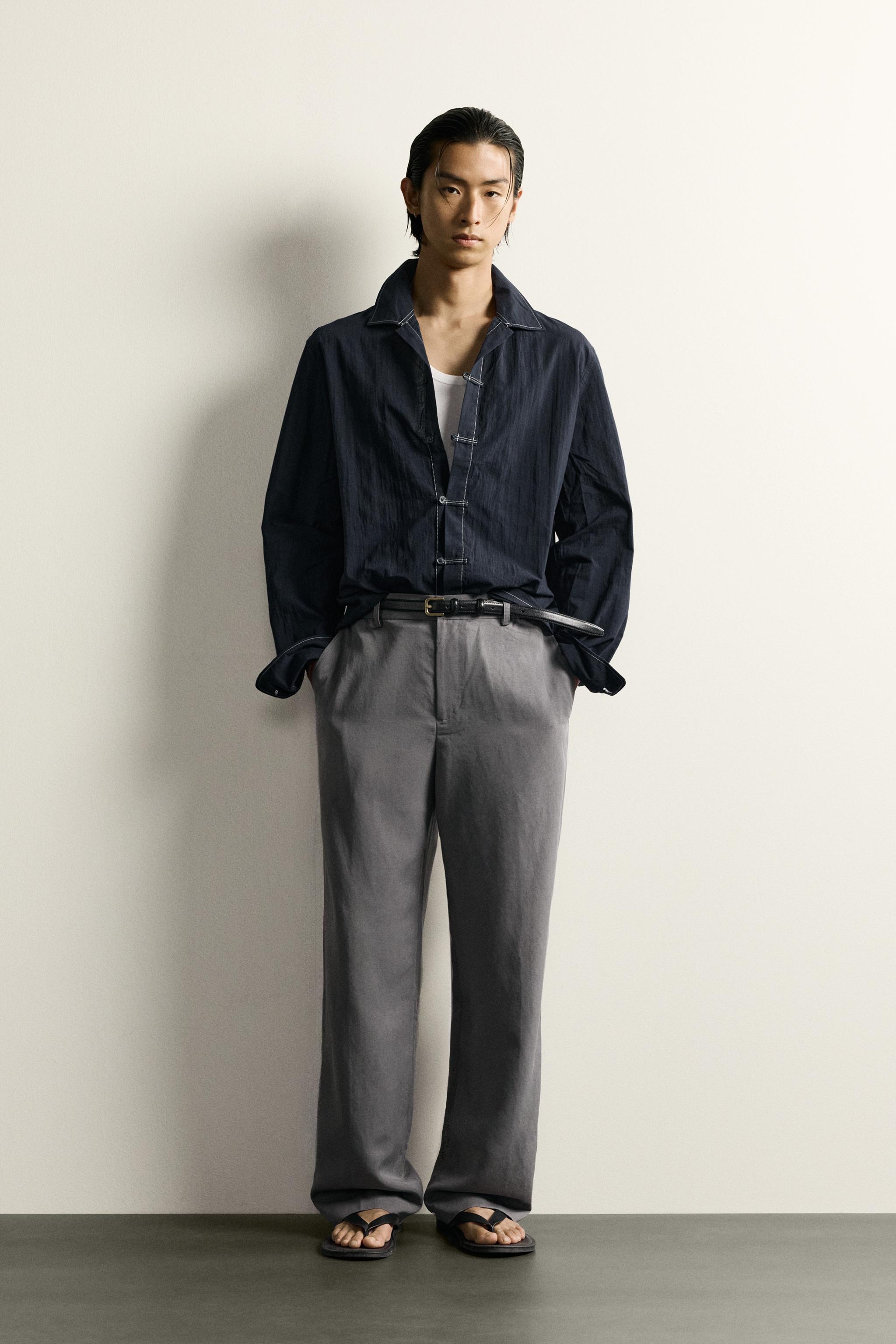 フルイドストレートフィットパンツ - グレー/ブルー | ZARA Japan / 日本