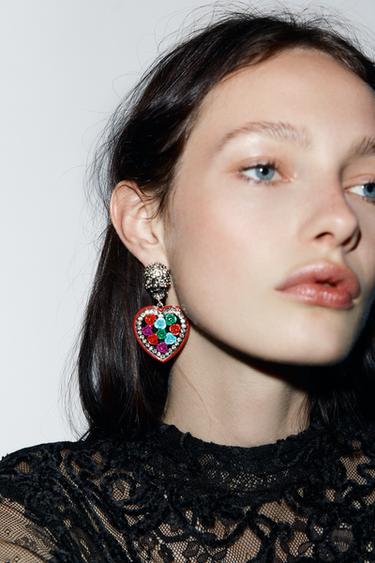 Zara SKULL HEART EARRINGS - Multicolored - Image 0