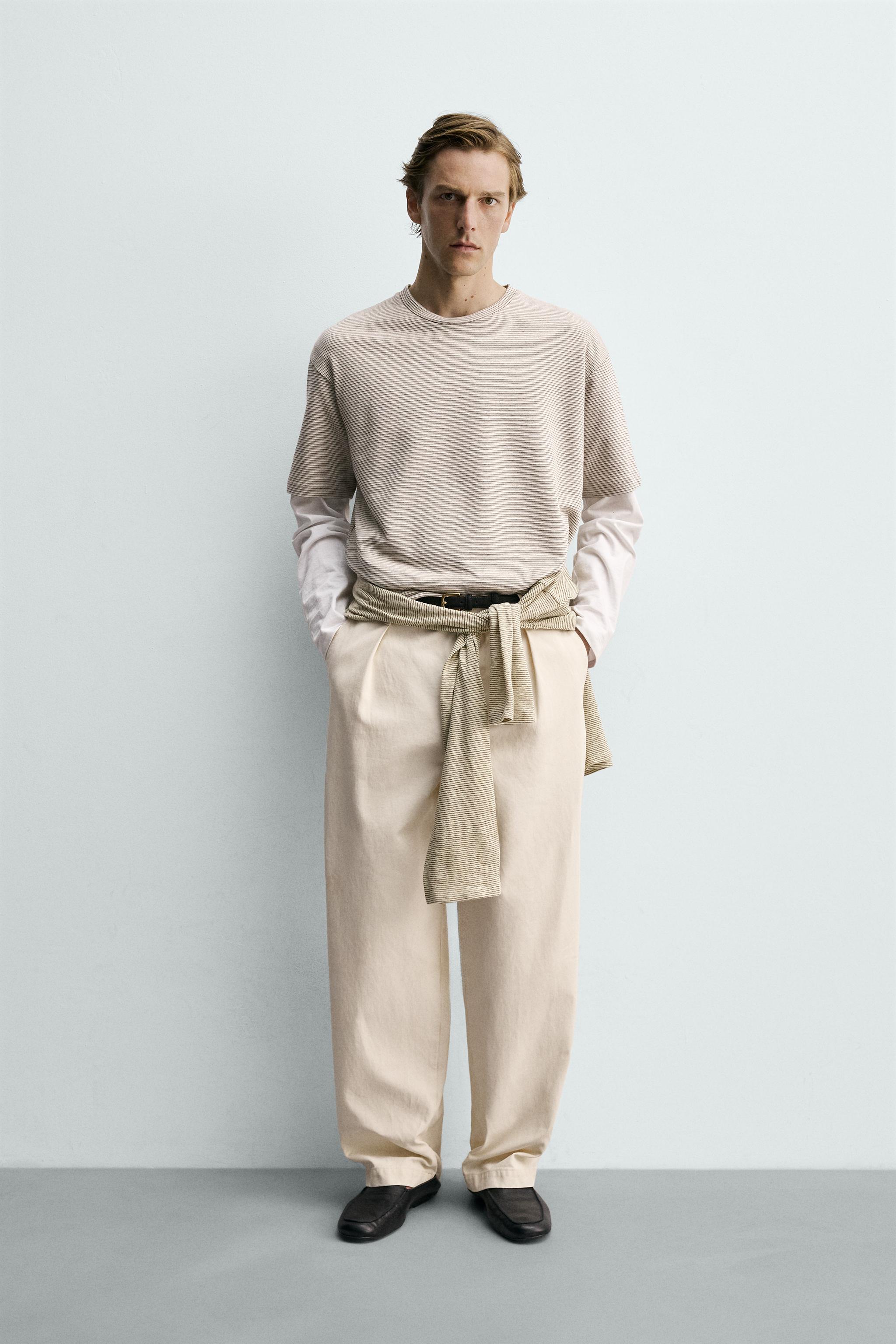 リラックスフィットストライプ柄Tシャツ - ストライプ | ZARA Japan / 日本