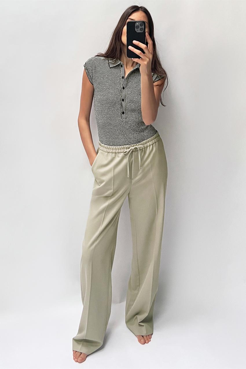 TROUSERS WITH DOUBLE WAISTBAND - LIMITED EDITION - Khaki marl