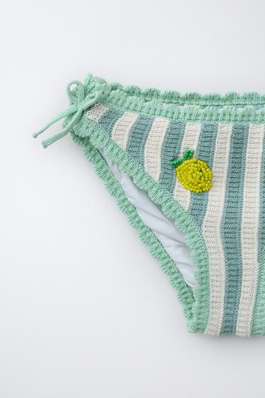 6-14 ANS / BIKINI EN CROCHET À FRUITS ET RAYURES - Vert de Zara - Image 3