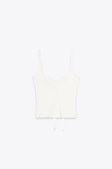 CUT-OUT BOW TOP - Oyster-white by Zara - Image 5