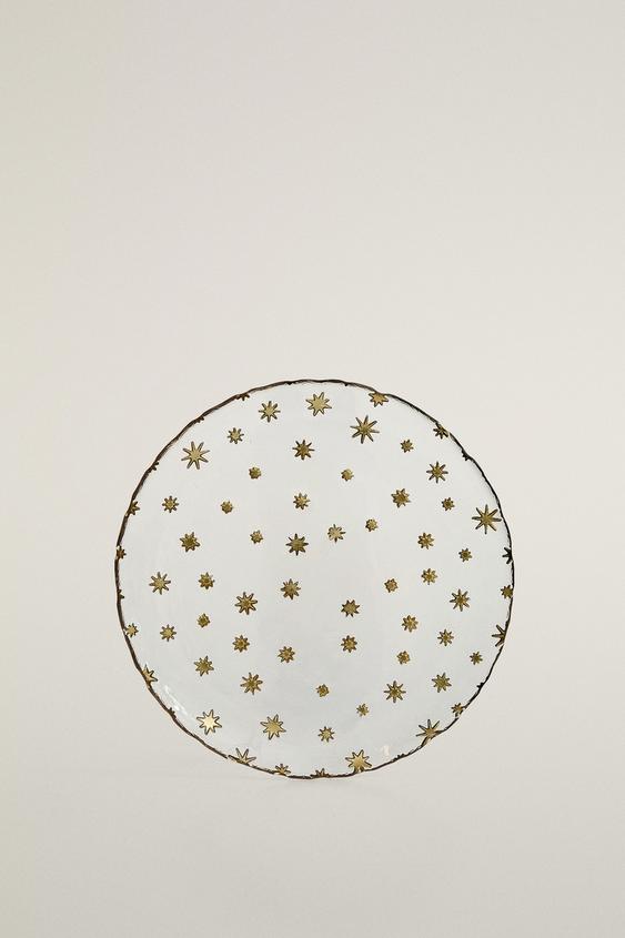 ASSIETTE À DESSERT VERRE ÉTOILES NOËL - Doré de Zara - Image 0