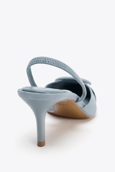Zara SLINGBACK APPLIQUÉ HEELS - Blue