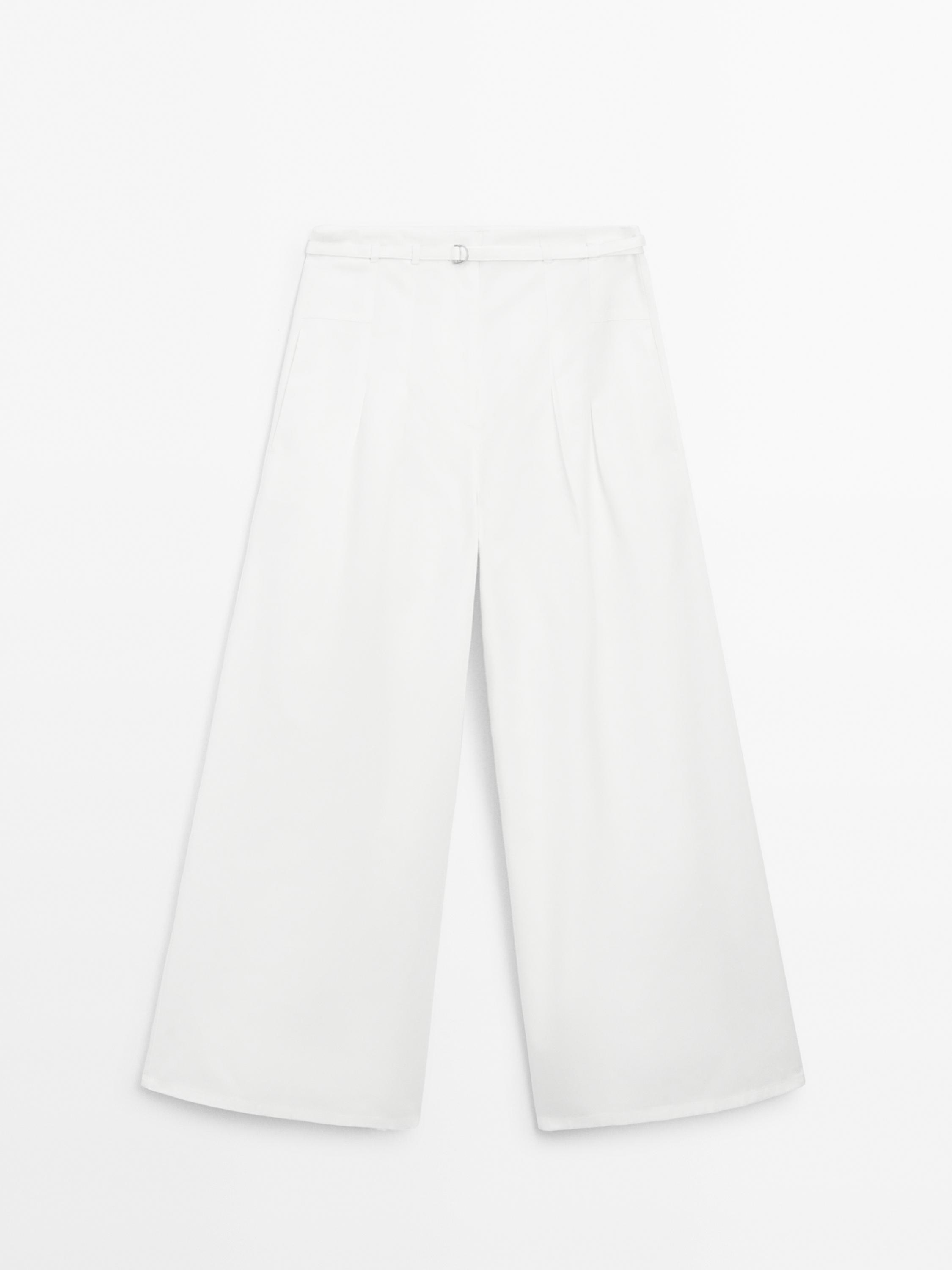 Pantalon palazzo en coton mélangé