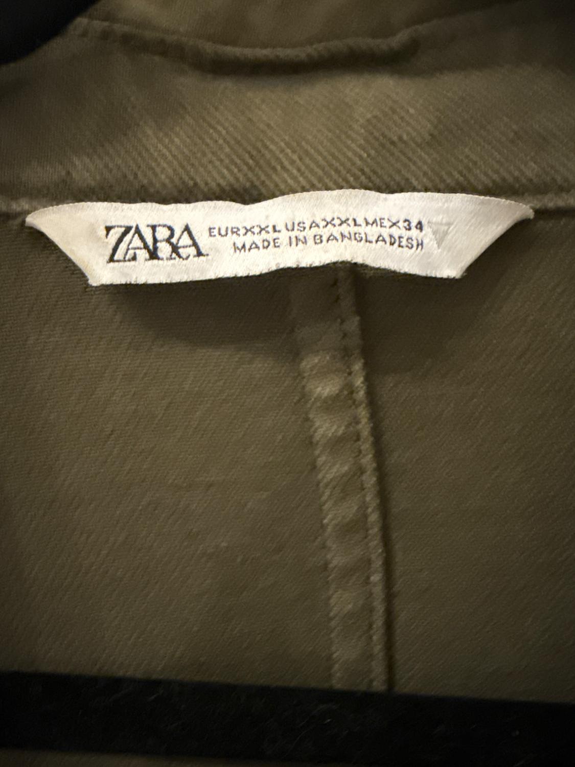 DENIM KHAKI GREEN OVERSIZED ARMY JACKET WITH - Image 3
