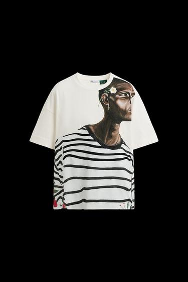 Zara PRINTED EMBROIDERY T-SHIRT © OTIS KWAME KYE QUAICOE - White