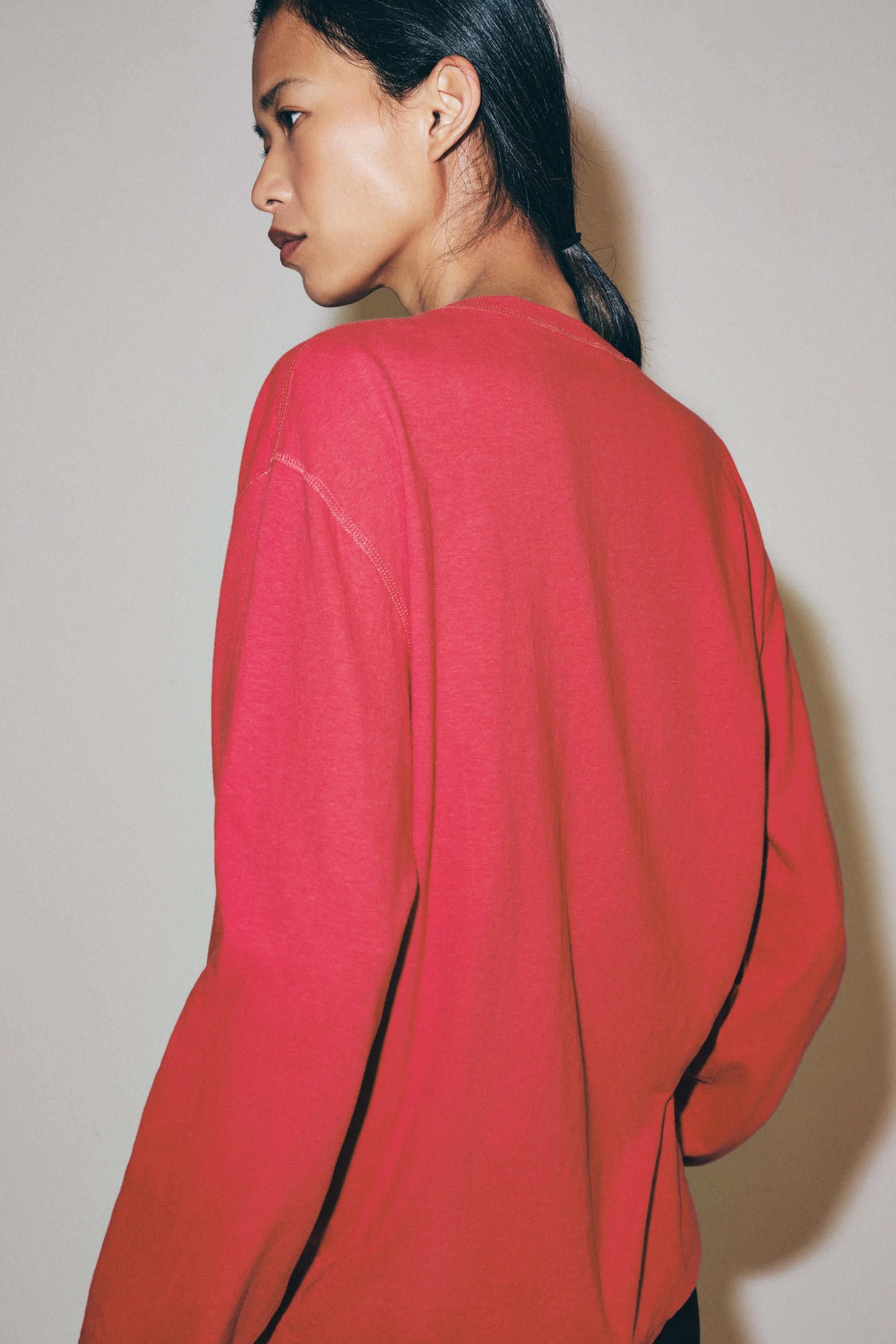 Zara KETEN İÇERİKLİ DÜĞMELİ YAKA T-SHIRT görsel 3
