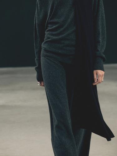 Zara Long flared knit skirt with wool - Anthracite grey