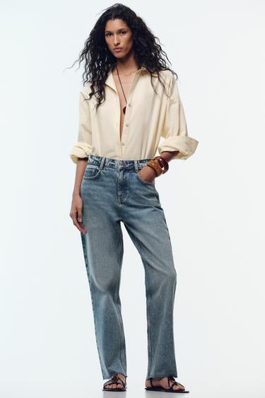 Zara Z.02 STRAIGHT HIGH WAIST ANKLE JEANS - Blue / Green - Image 0