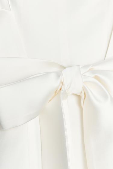 SATIN MINI DRESS WITH BACK BOW - Oyster-white by Zara - Image 6