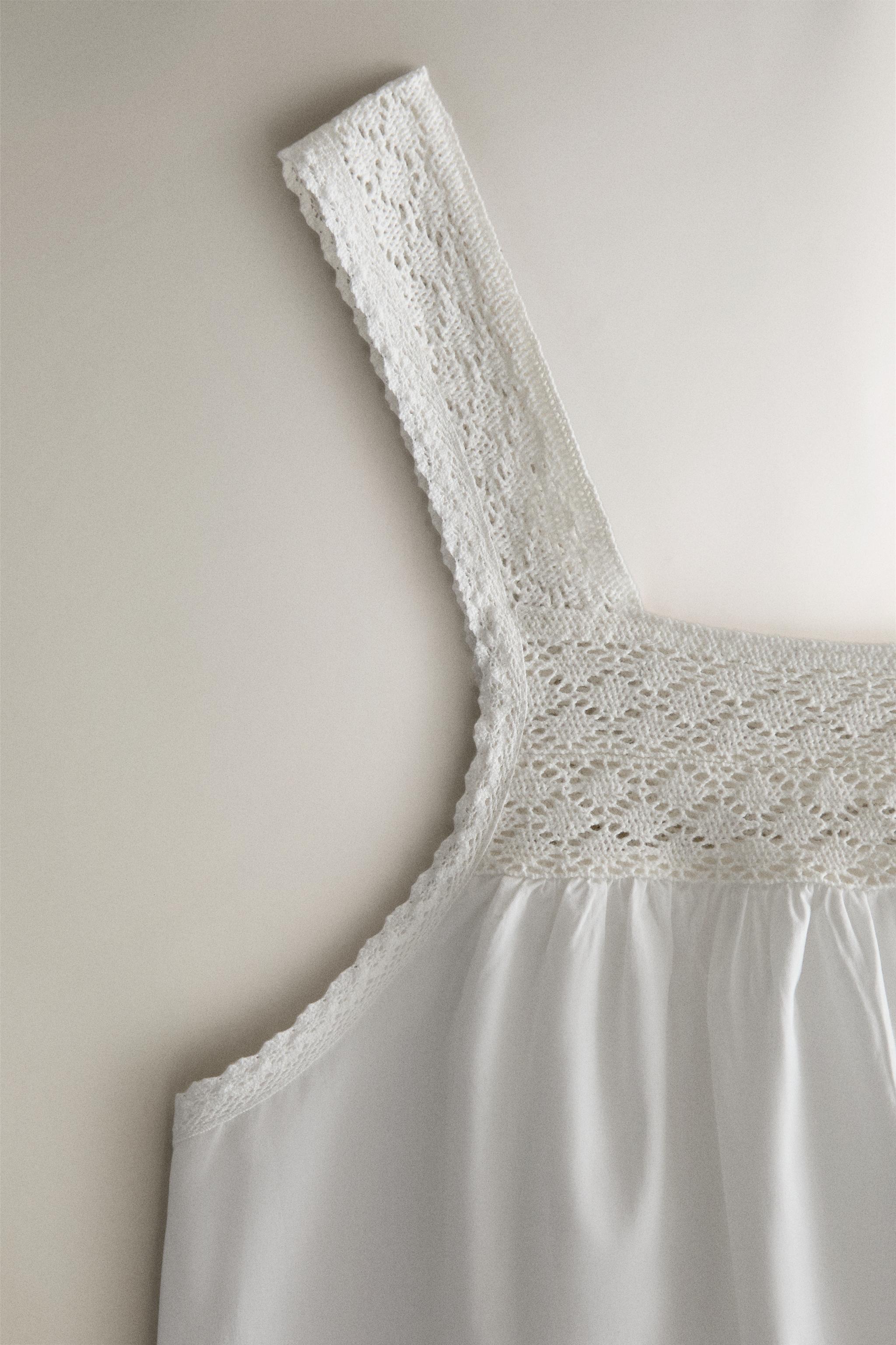 CHEMISE DE NUIT COTON BRETELLES DENTELLE