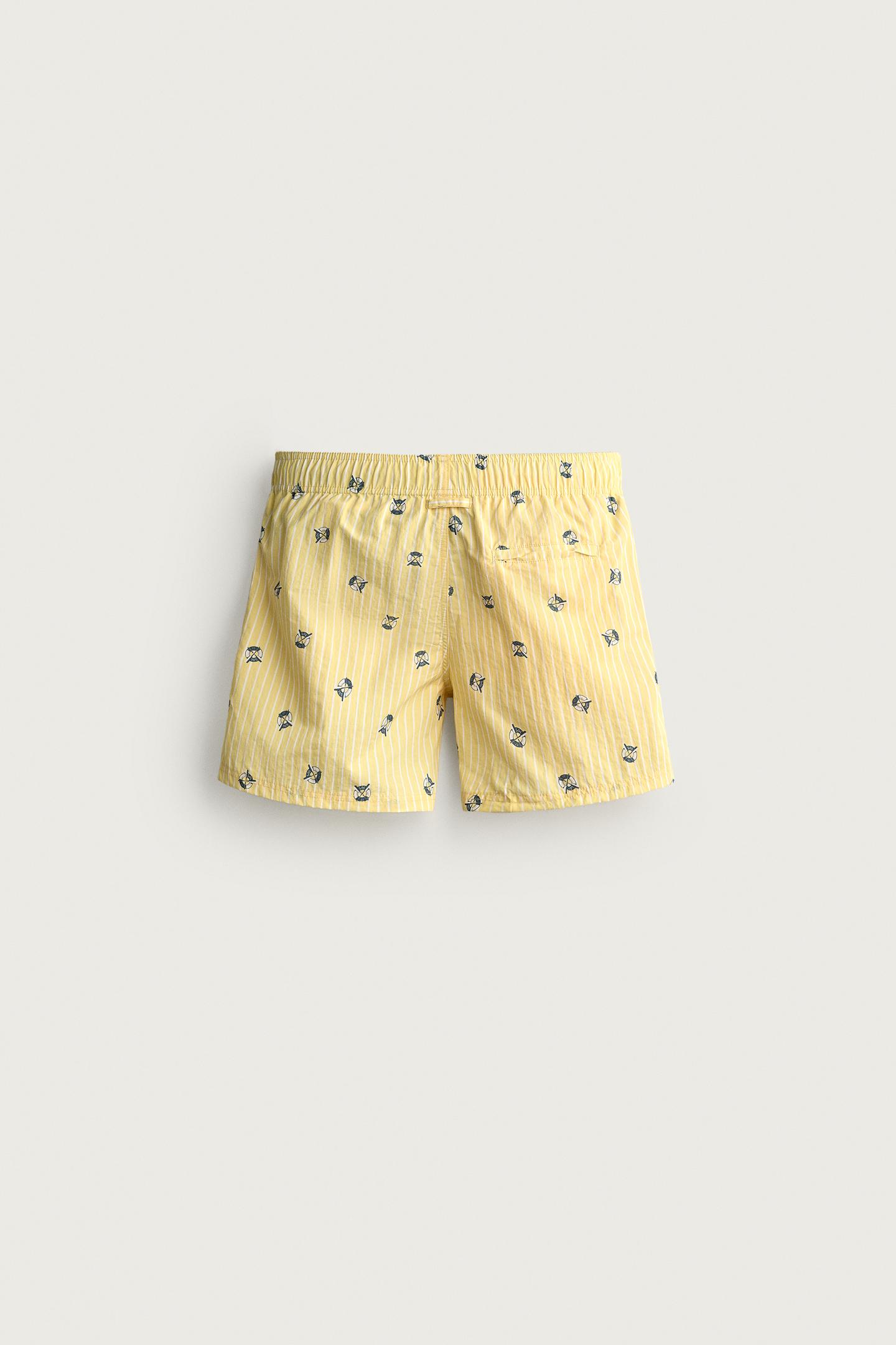 Плавки для мужчин, средней длины, в полоску — Zara, цвет: Жёлтый — фото 2