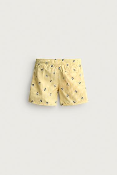 STRIPED MID-LENGTH SWIM TRUNKS — Yellow 2