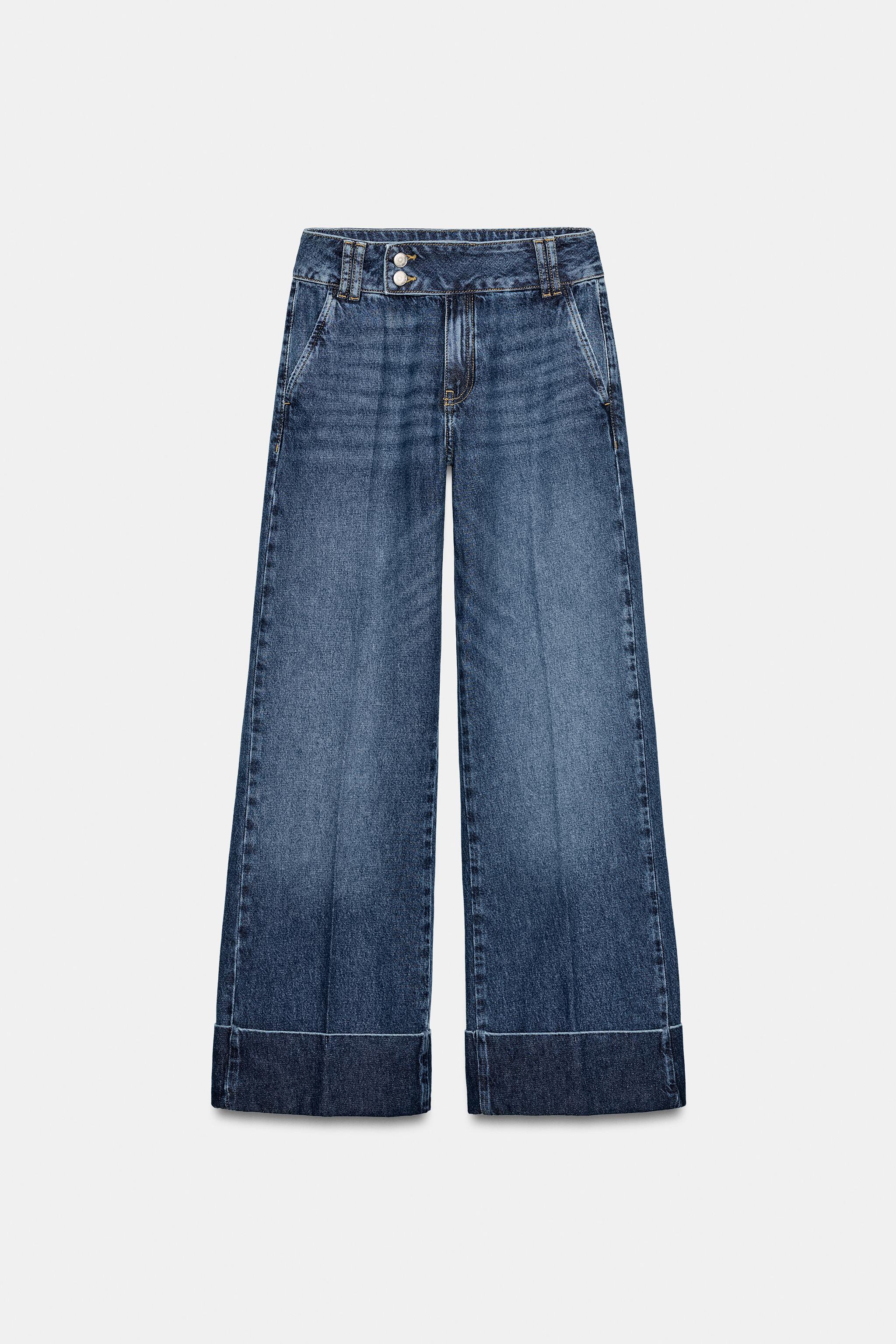 Z1975 LOW RISE STRAIGHT LEG CUFFED HEM JEANS - Blue | ZARA United Z1975 LOW RISE STRAIGHT LEG CUFFED HEM JEANS - Blue | ZARA United