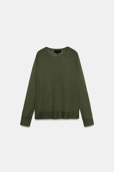 FINE KNIT JUMPER - Green by Zara