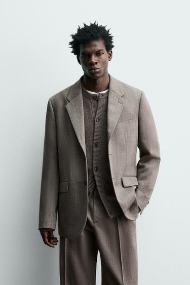 100% WOOL SUIT BLAZER - camel by Zara